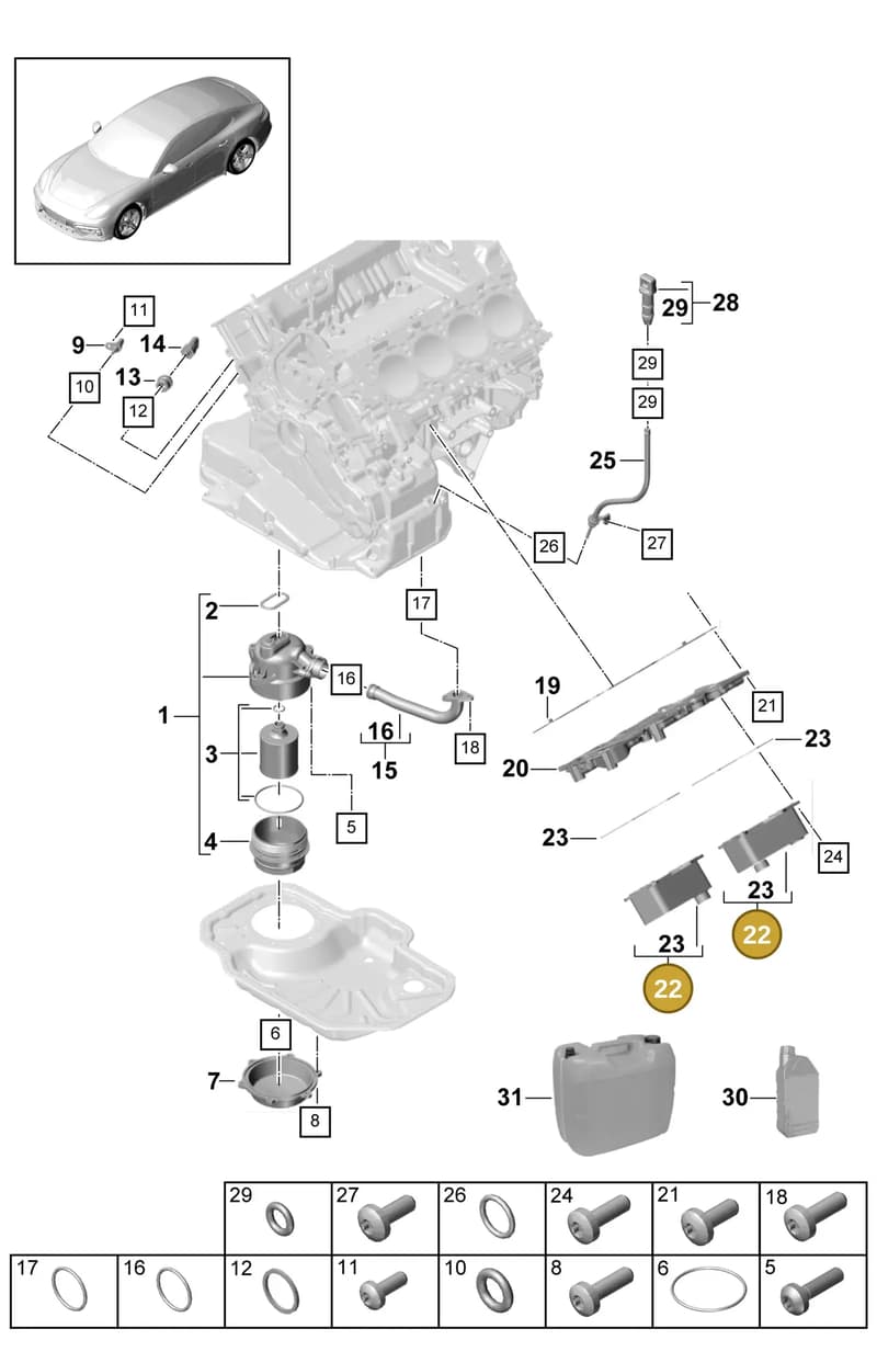9A711701520 — Porsche Panamera (2016-2020) diagram p49104010, position 22