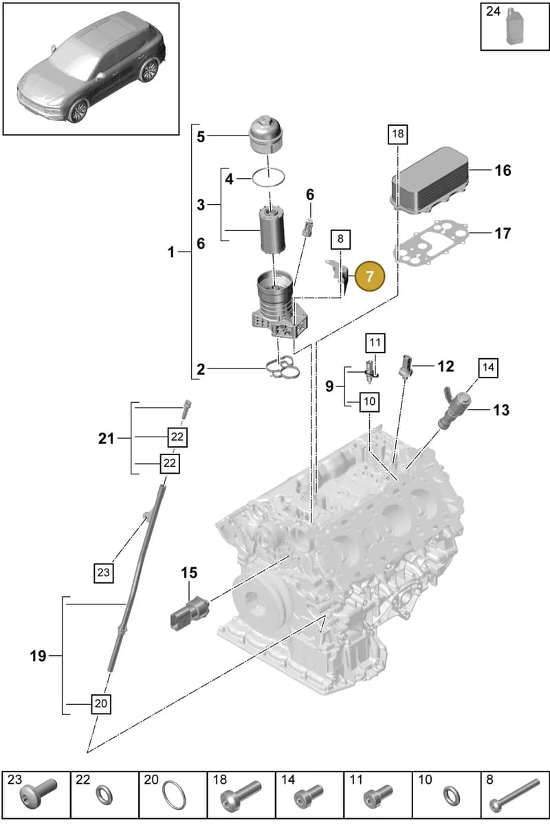 9A711927500 — Porsche Cayenne (2017-2023) diagram p51104000, position 7
