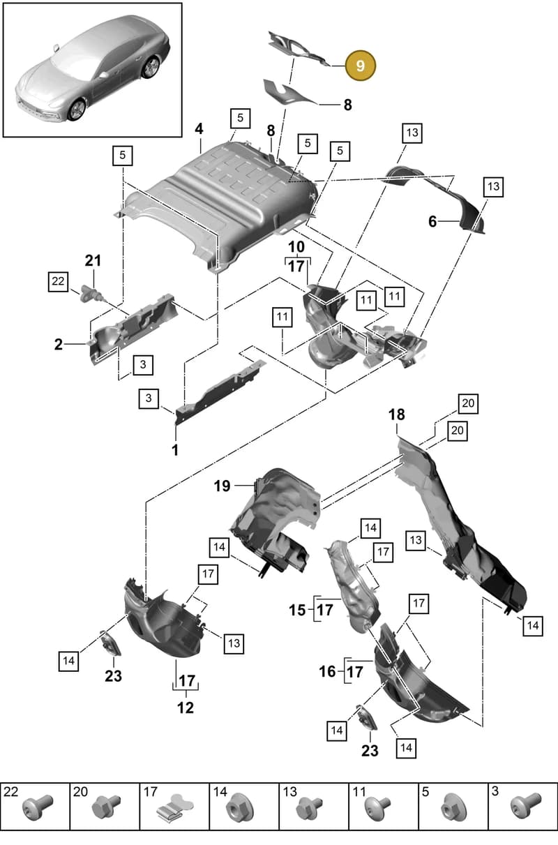 9A711947101 — Porsche Panamera (2016-2020) diagram p49202200, position 9