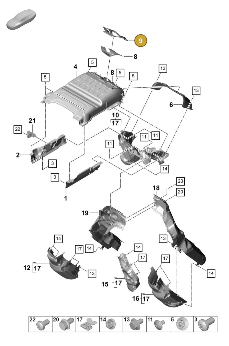 9A711947101 — Porsche Panamera (2020-2023) diagram p58202450, position 9