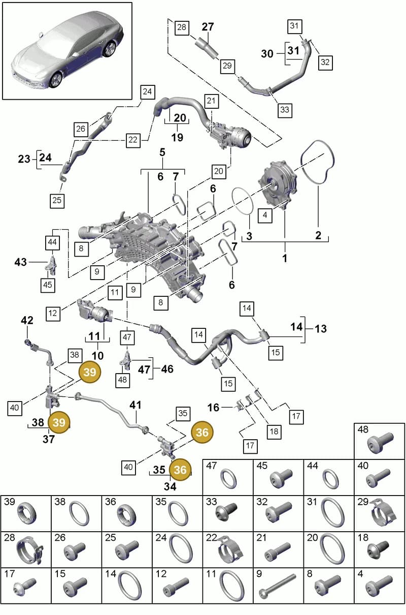 9A712104306 — Porsche Panamera (2016-2020) diagram p49105010, position 36+39