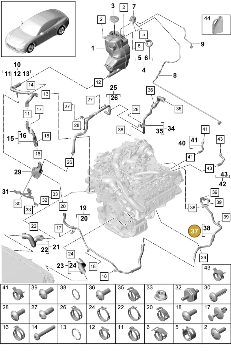 9A712105020 — Porsche Panamera (2016-2020) diagram p49105060, position 37