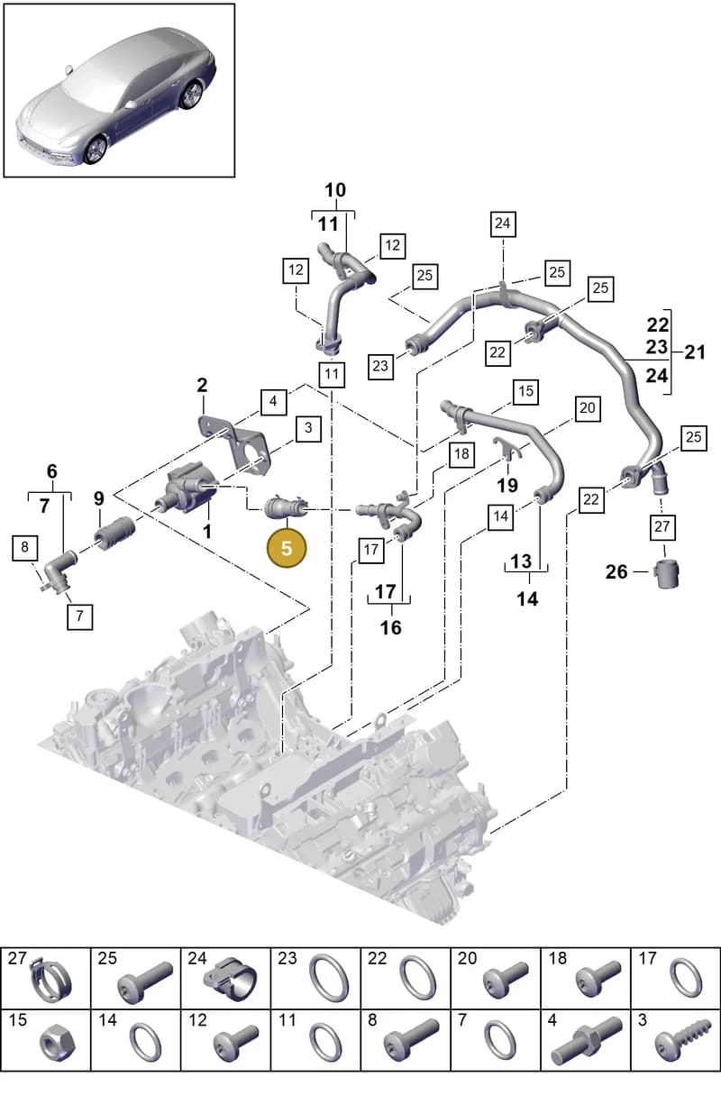 9A712105210 — Porsche Panamera (2016-2020) diagram p49105020, position 5