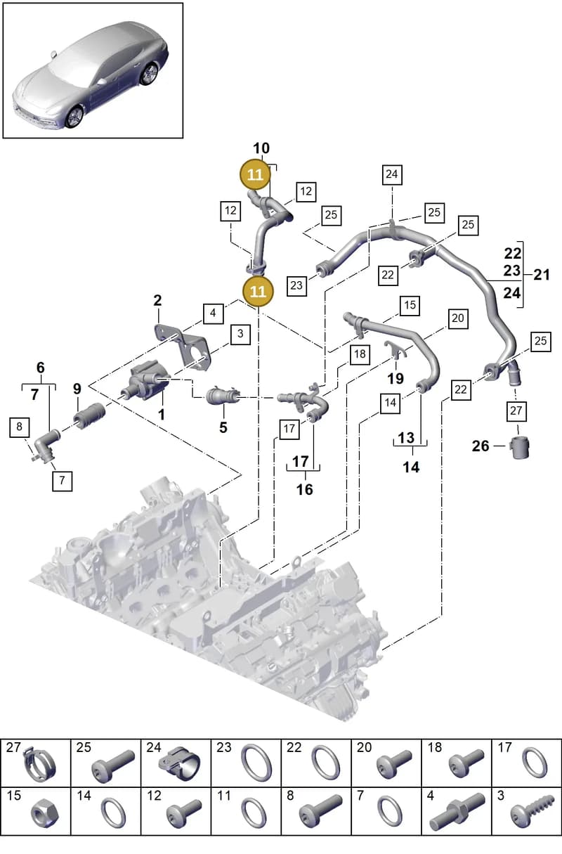 9A712105410 — Porsche Panamera (2016-2020) diagram p49105020, position 11