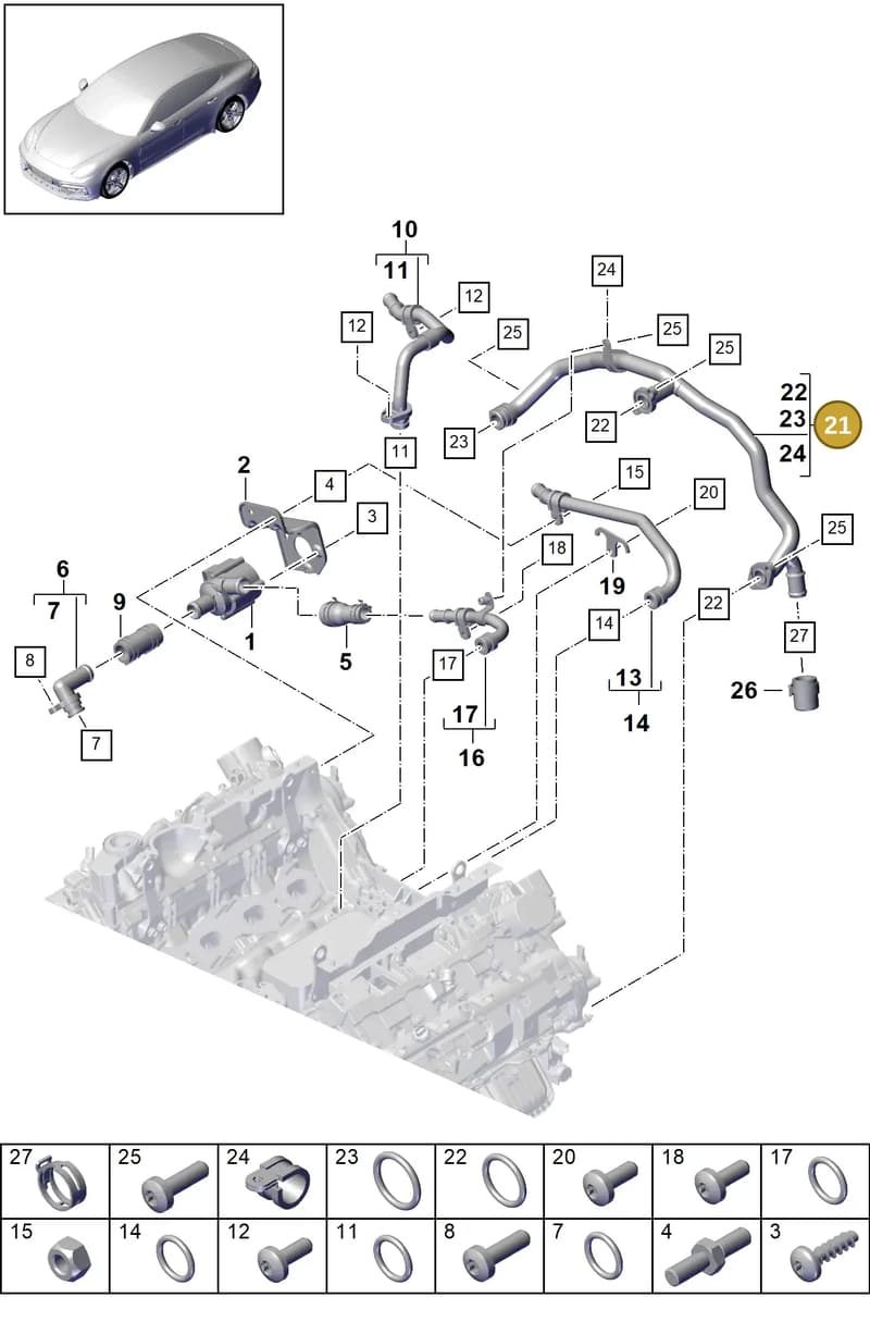9A712107511 — Porsche Panamera (2016-2020) diagram p49105020, position 21