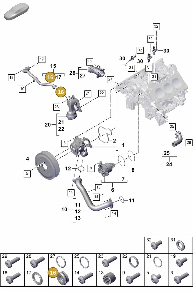 9A712117100 — Porsche Cayenne Coupe (2023-2023) diagram p60105010, position 16