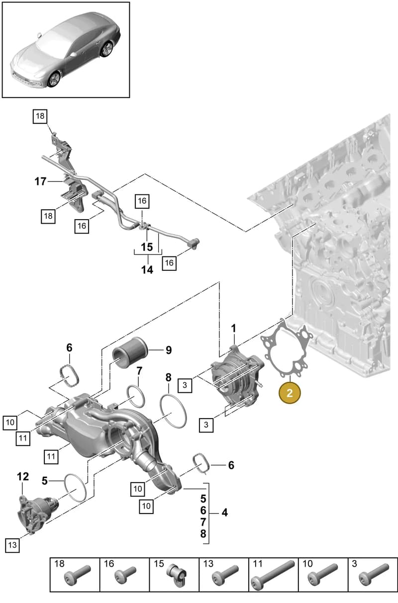 9A712122801 — Porsche Panamera (2016-2020) diagram p49105000, position 2
