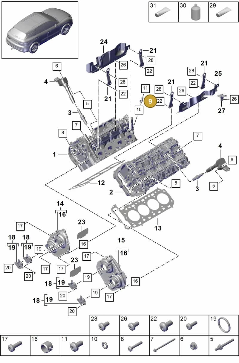 9A712134901 — Porsche Cayenne (2017-2023) diagram p51103000, position 9