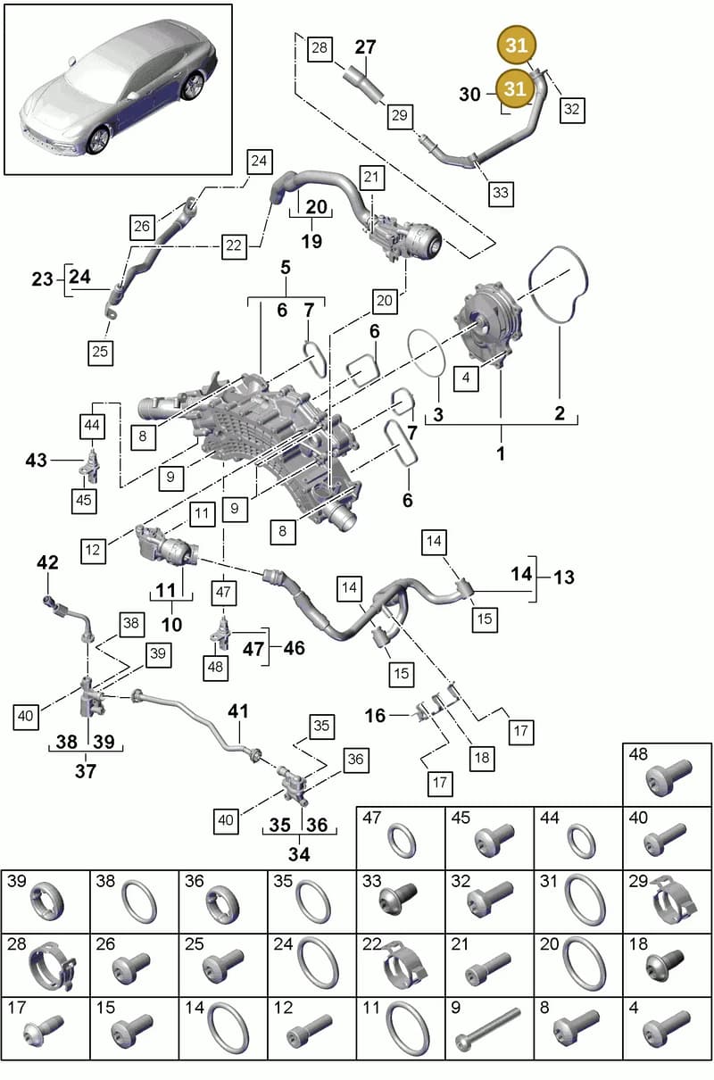 9A712143701 — Porsche Panamera (2016-2020) diagram p49105010, position 31