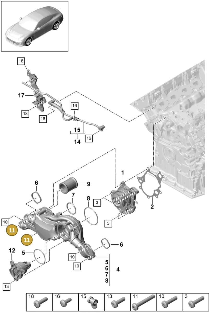 9A712143713 — Porsche Panamera (2016-2020) diagram p49105000, position 11
