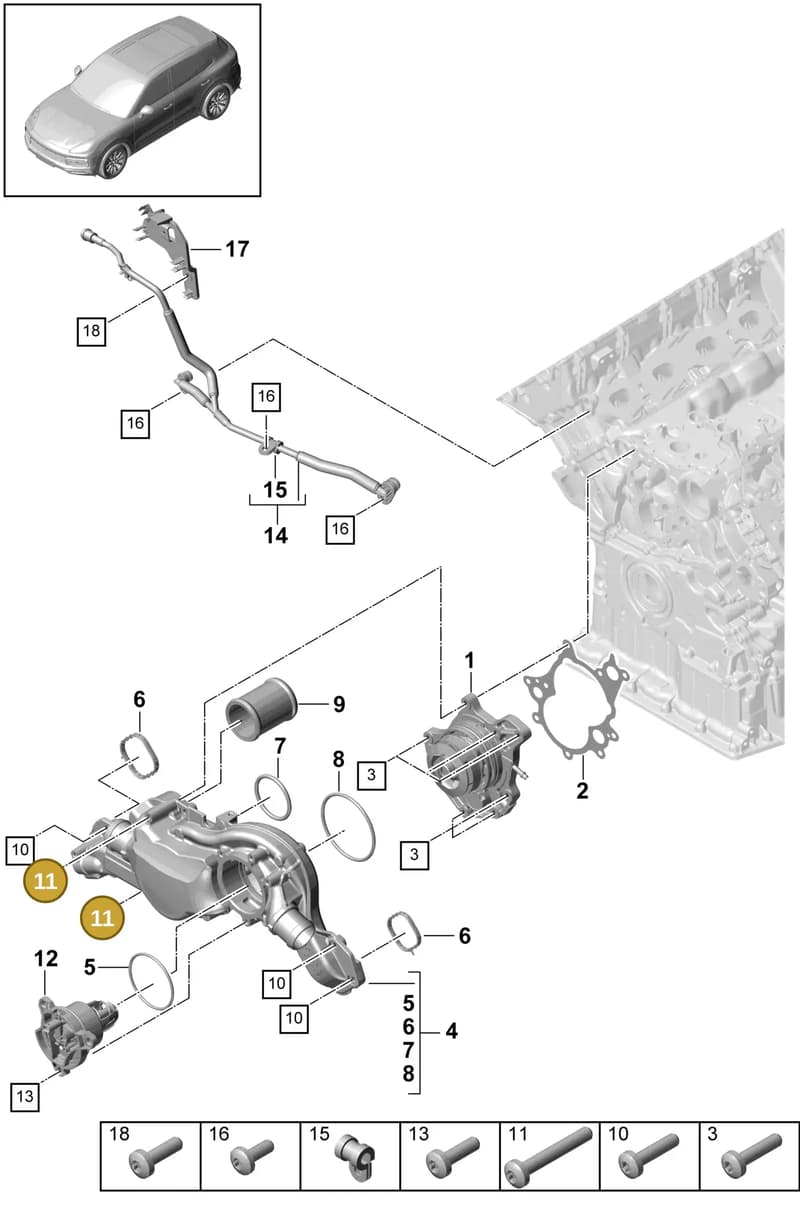 9A712143713 — Porsche Cayenne (2017-2023) diagram p51105000, position 11