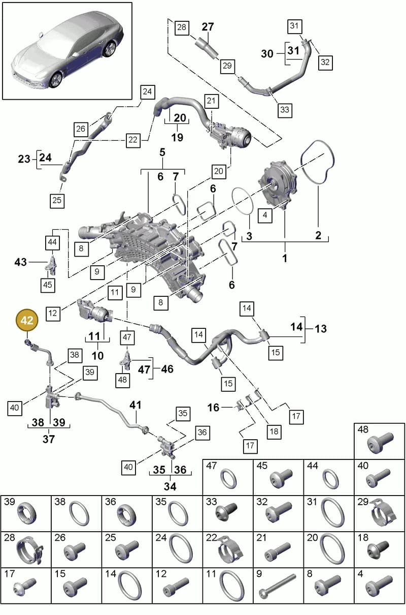 9A712143900 — Porsche Panamera (2016-2020) diagram p49105010, position 42