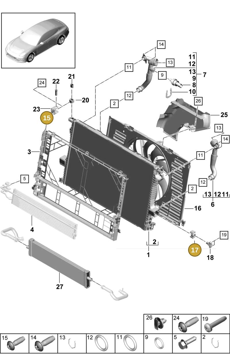 9A712153000 — Porsche Panamera (2016-2020) diagram p49105040, position 15+17