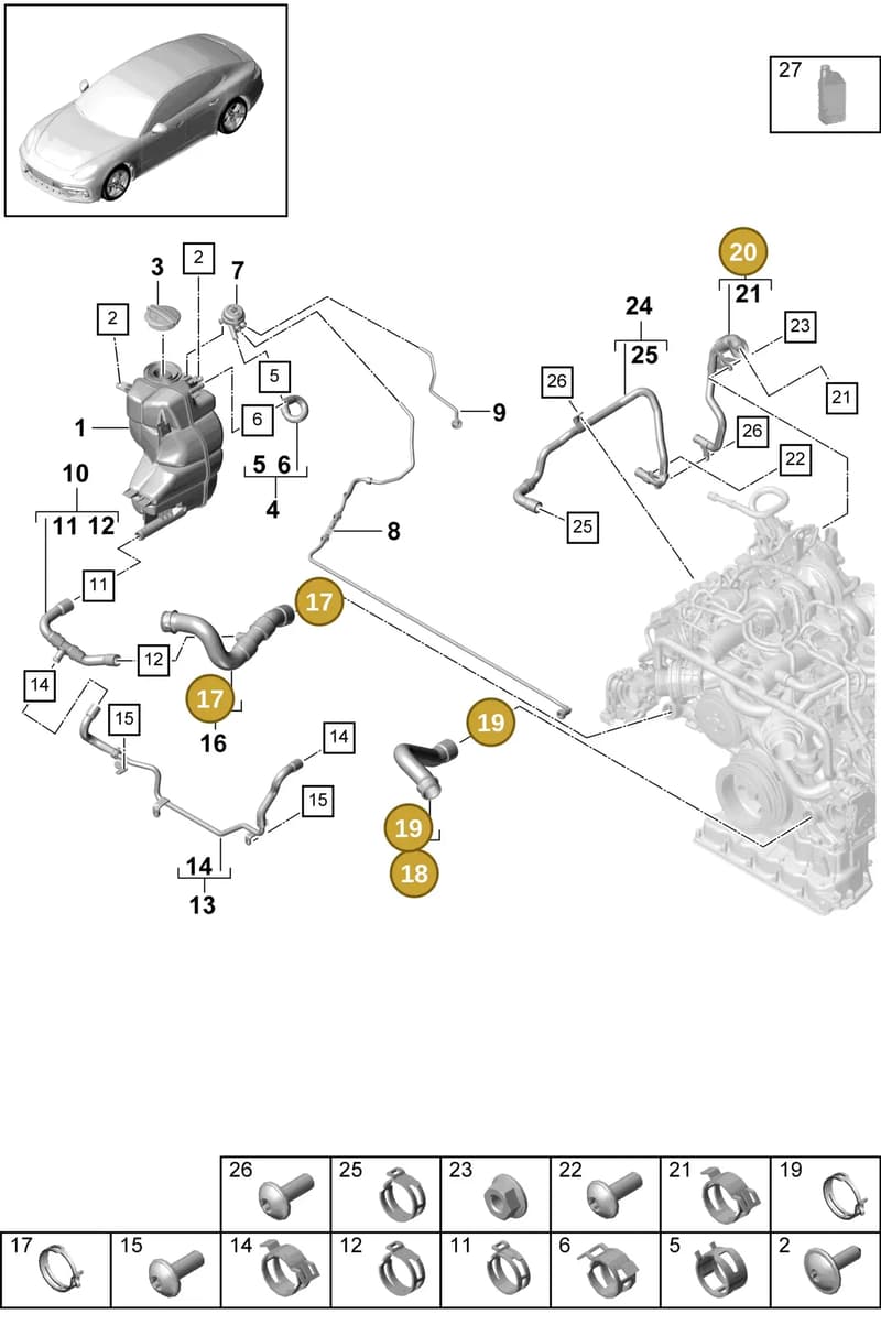9A712153000 — Porsche Panamera (2016-2020) diagram p49105050, position 17+18+19+20