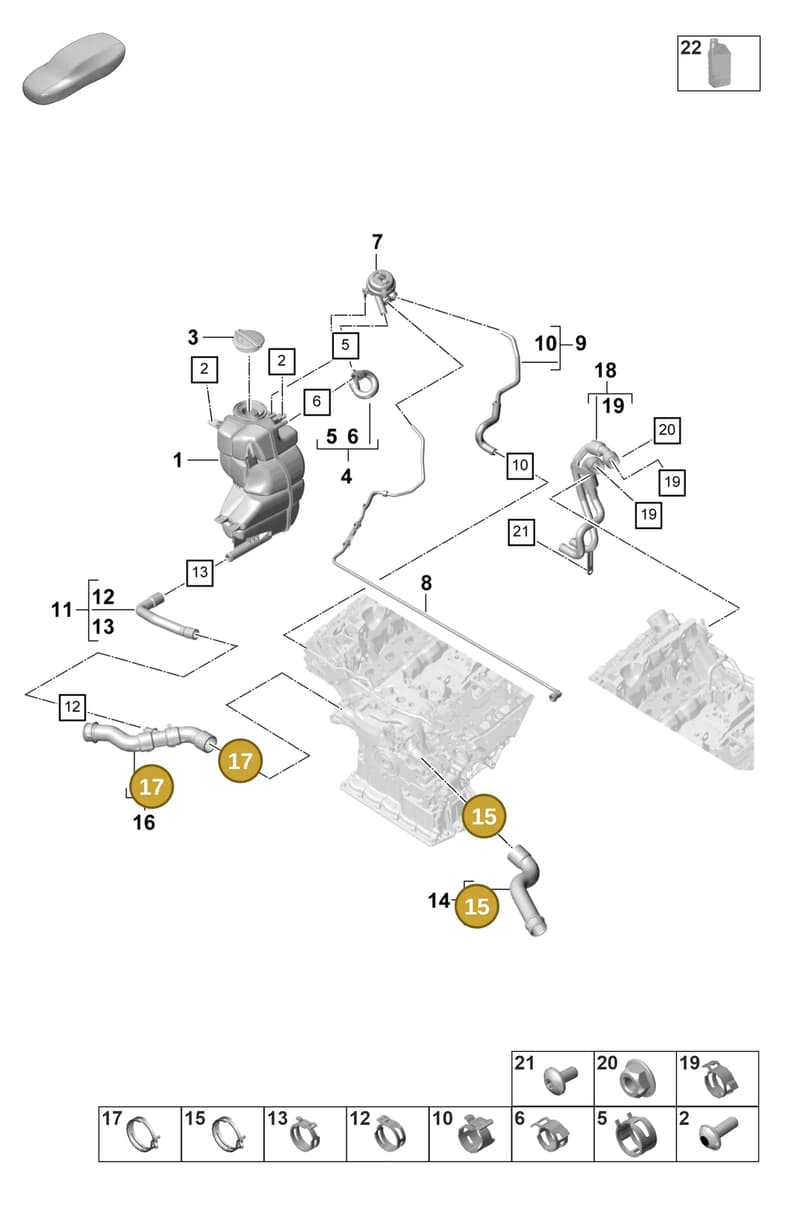 9A712153000 — Porsche Panamera (2020-2023) diagram p58105300, position 15+17