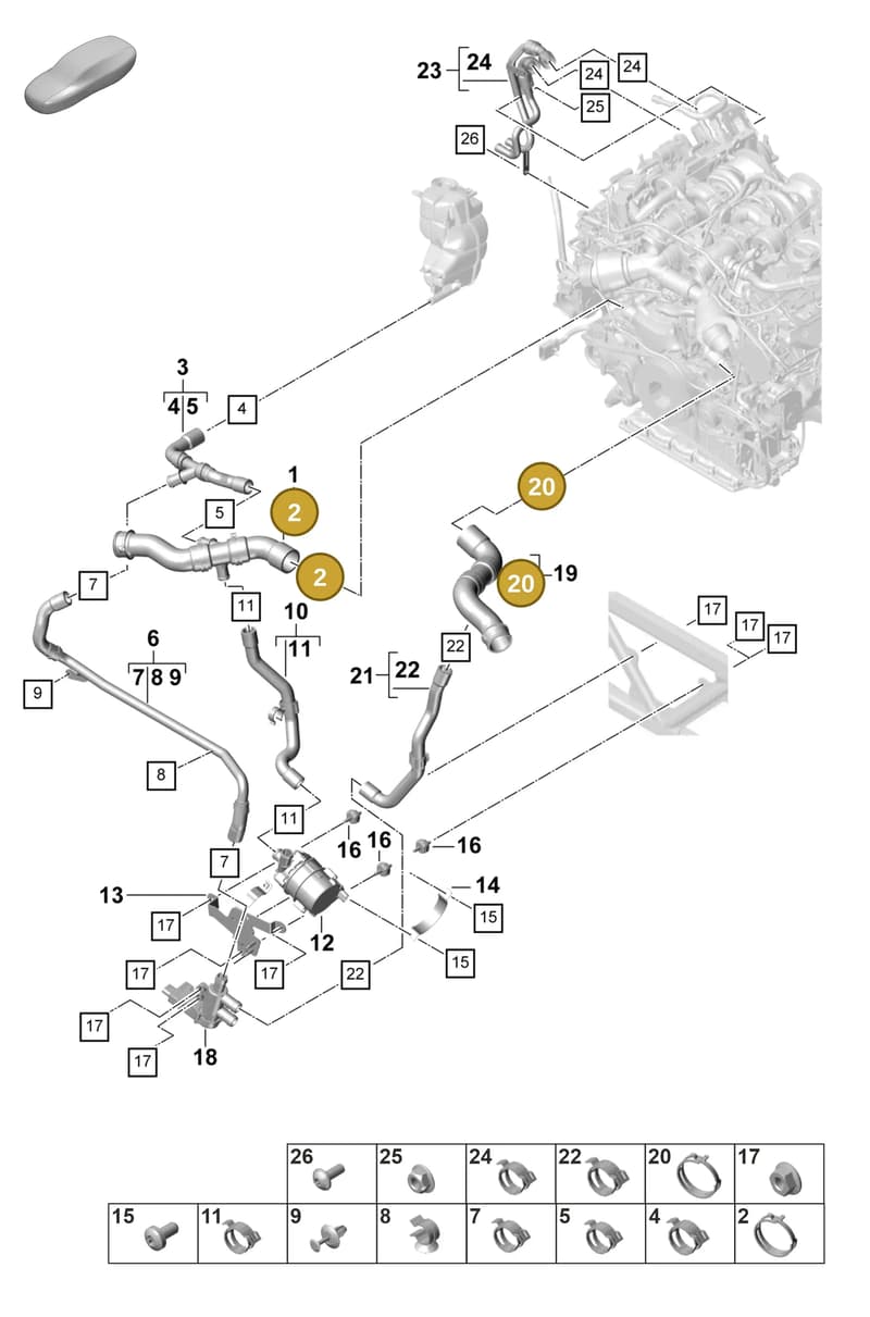 9A712153000 — Porsche Panamera (2020-2023) diagram p58105360, position 2+20