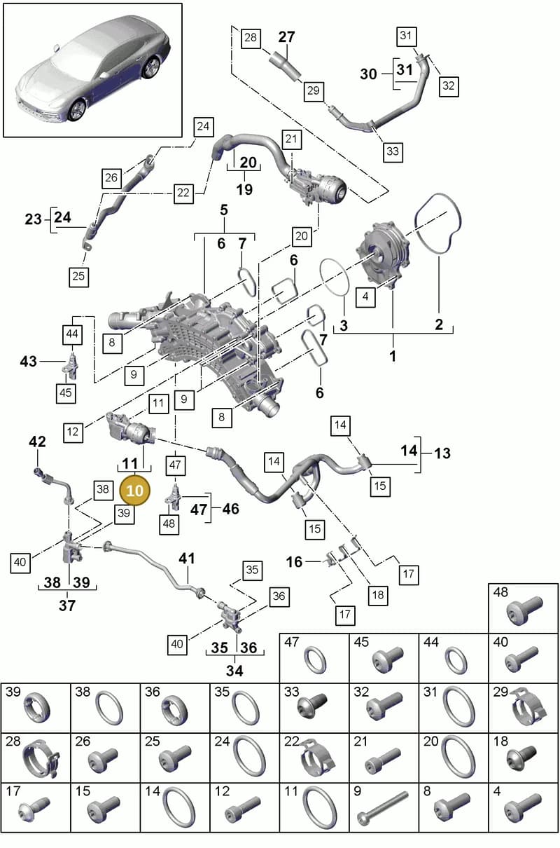 9A712168902 — Porsche Panamera (2016-2020) diagram p49105010, position 10