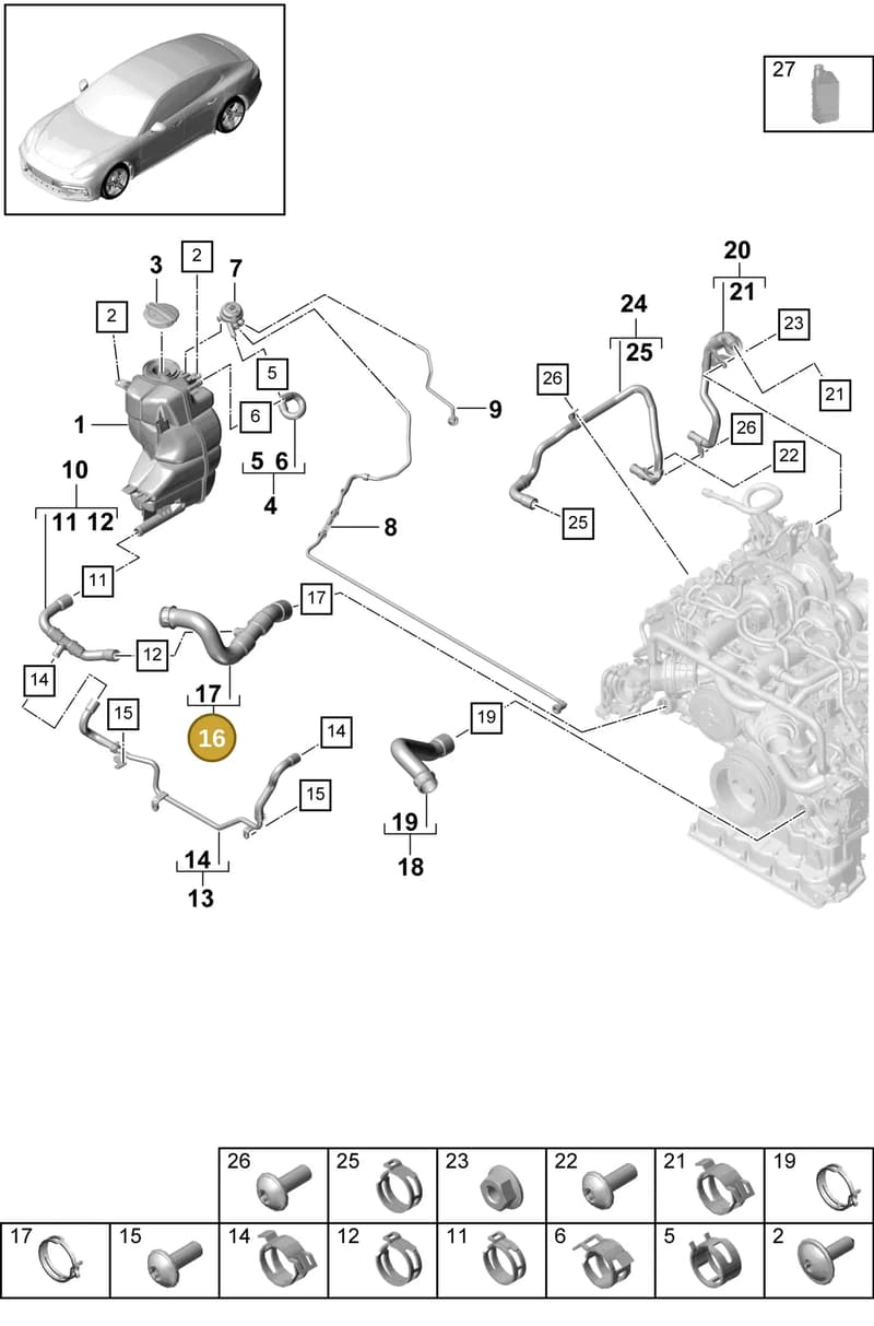 9A712205111 — Porsche Panamera (2016-2020) diagram p49105050, position 16