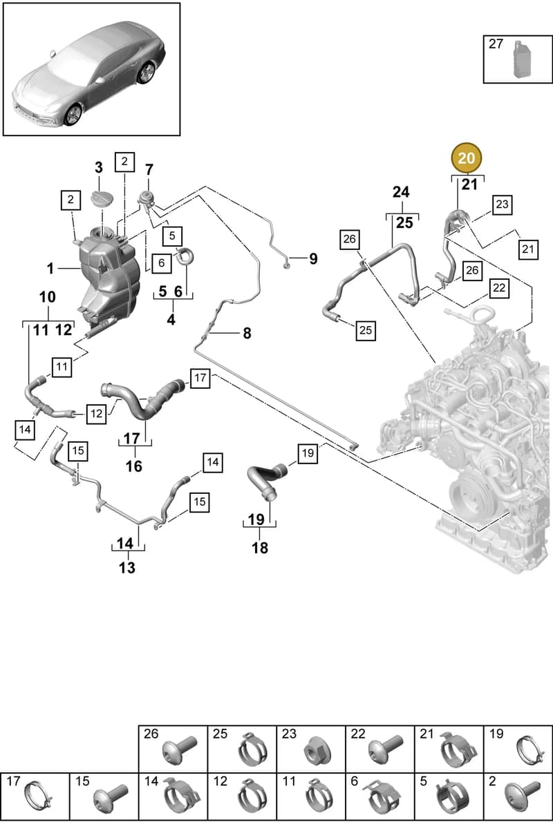 9A712207310 — Porsche Panamera (2016-2020) diagram p49105050, position 20