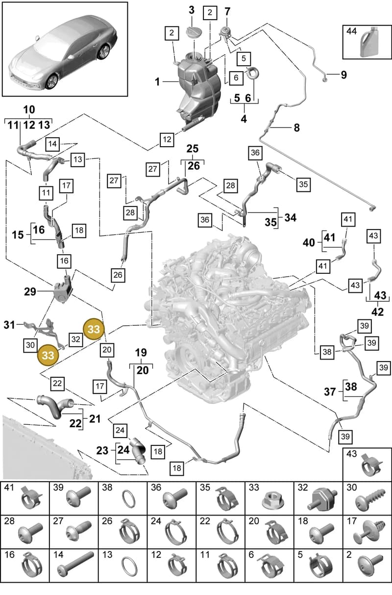 9A712207310 — Porsche Panamera (2016-2020) diagram p49105060, position 33