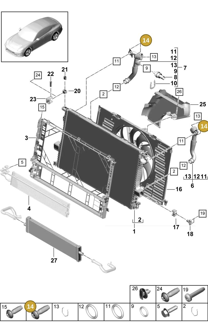 9A712210100 — Porsche Panamera (2016-2020) diagram p49105040, position 14