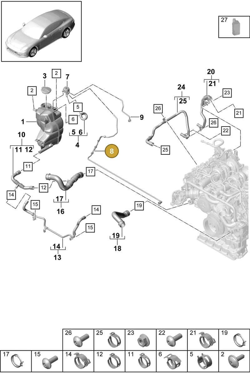 9A712244700 — Porsche Panamera (2016-2020) diagram p49105050, position 8