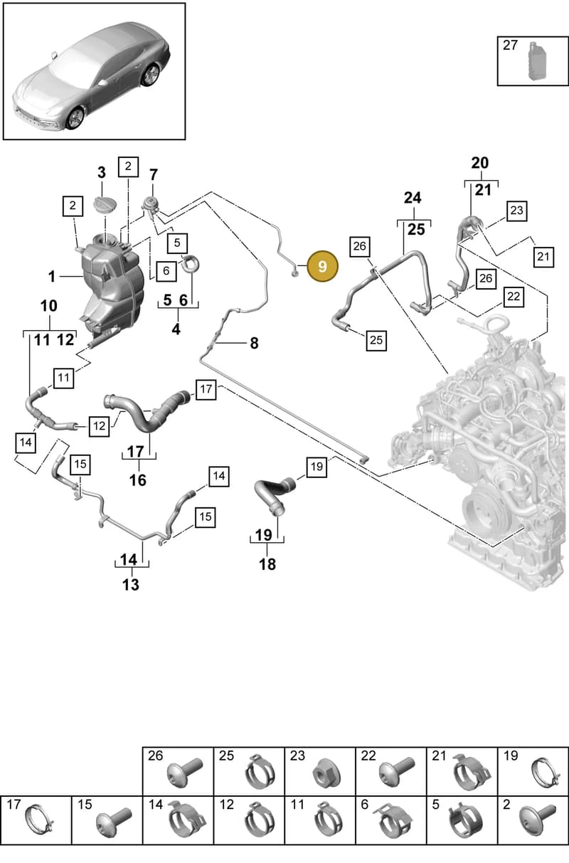 9A712244710 — Porsche Panamera (2016-2020) diagram p49105050, position 9