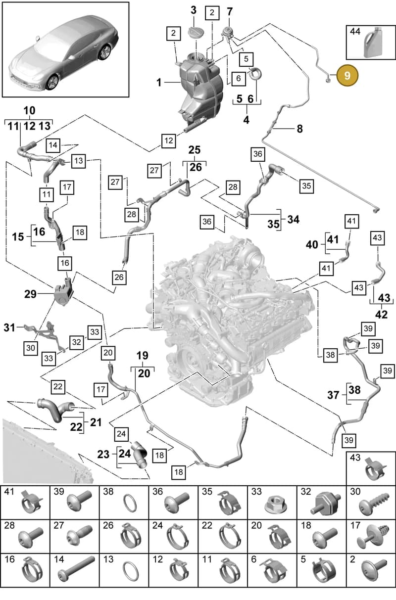 9A712244720 — Porsche Panamera (2016-2020) diagram p49105060, position 9