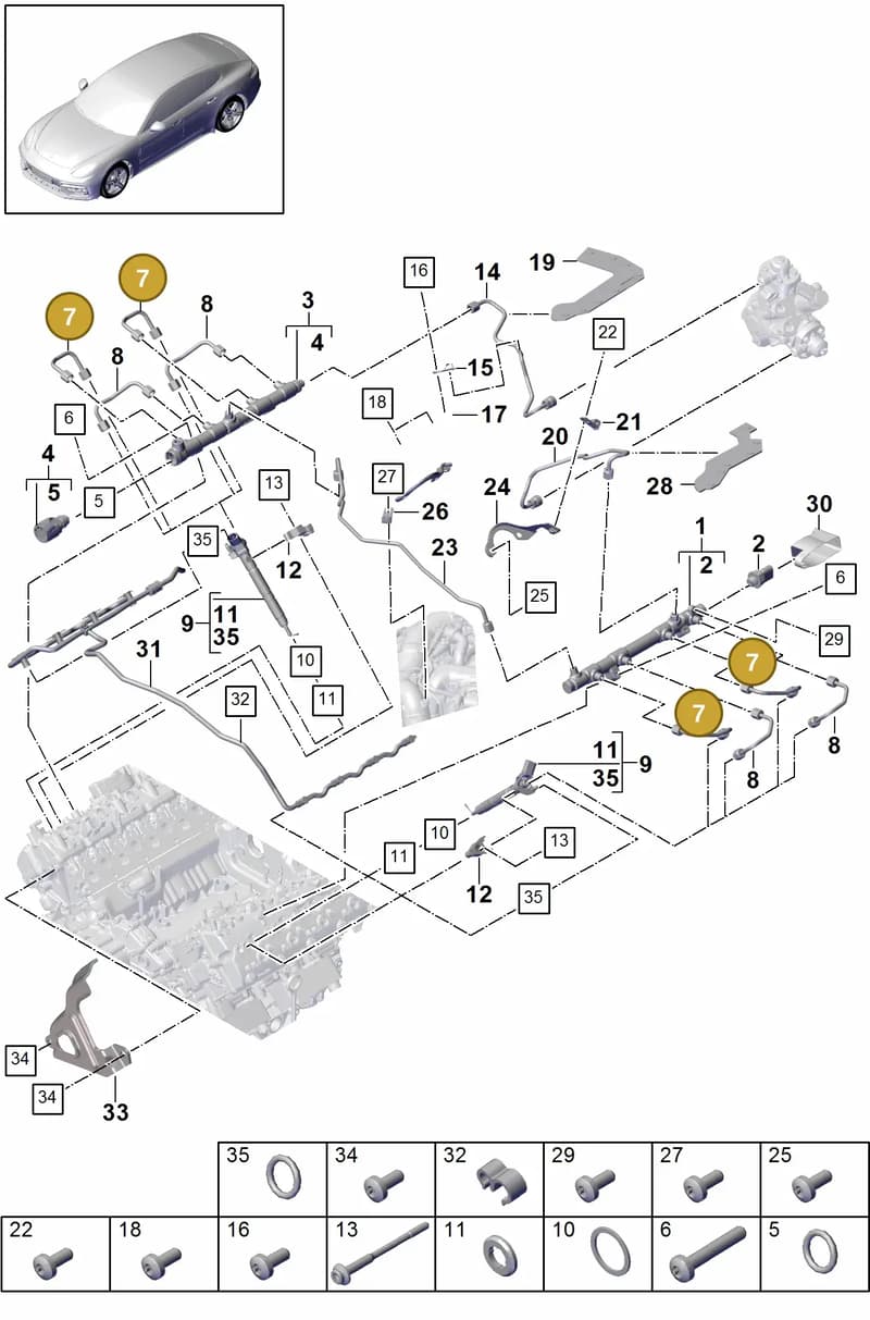 9A713024100 — Porsche Panamera (2016-2020) diagram p49107010, position 7
