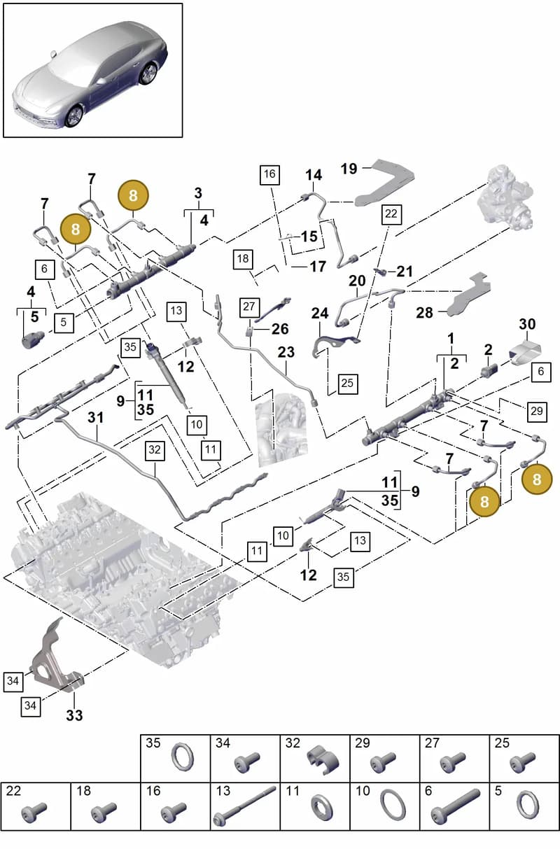 9A713024110 — Porsche Panamera (2016-2020) diagram p49107010, position 8
