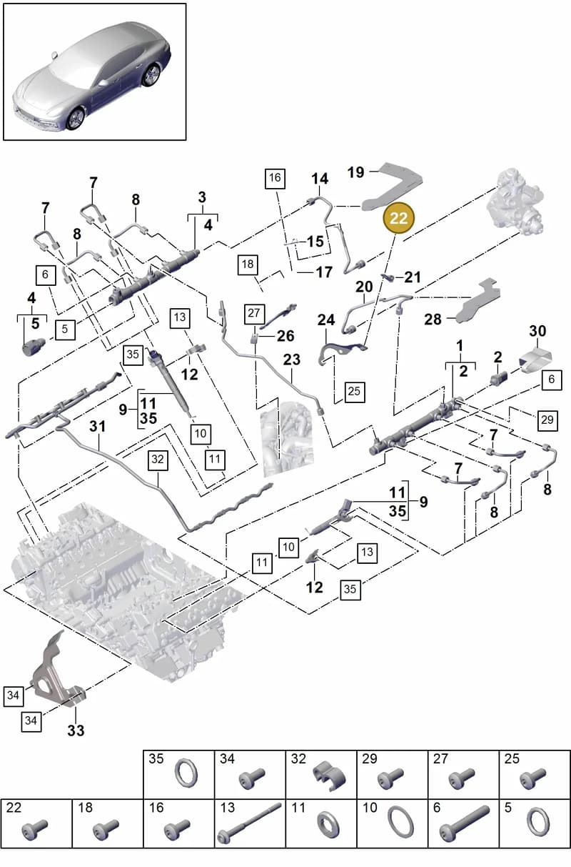 9A713029900 — Porsche Panamera (2016-2020) diagram p49107010, position 22