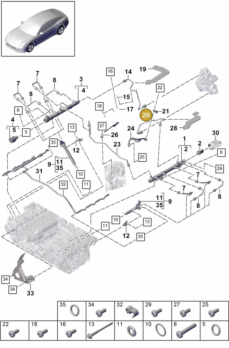 9A713030900 — Porsche Panamera (2016-2020) diagram p49107010, position 20