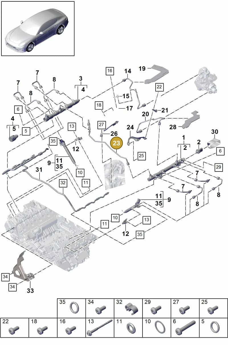 9A713031000 — Porsche Panamera (2016-2020) diagram p49107010, position 23