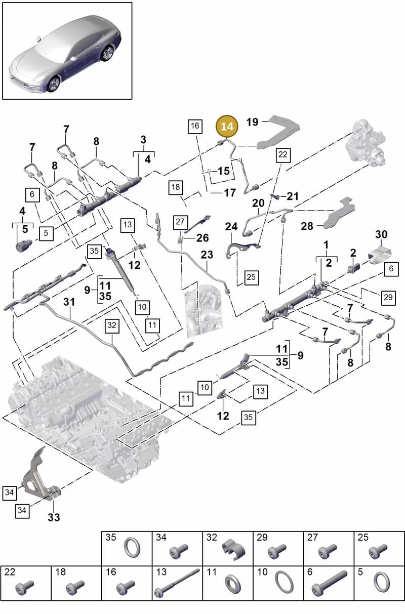 9A713031300 — Porsche Panamera (2016-2020) diagram p49107010, position 14
