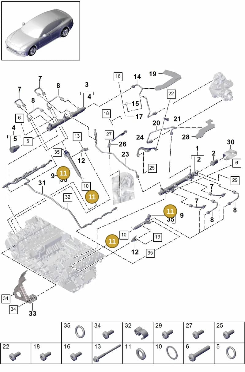 9A713031900 — Porsche Panamera (2016-2020) diagram p49107010, position 11