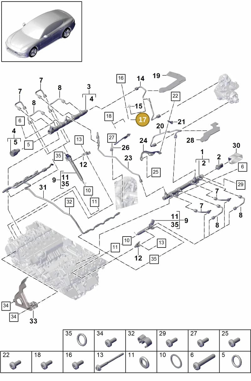 9A713038100 — Porsche Panamera (2016-2020) diagram p49107010, position 17