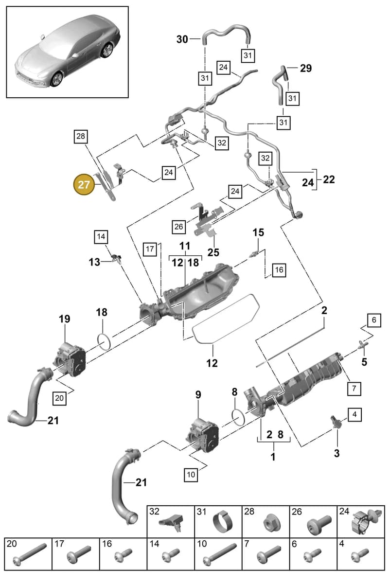 9A713040710 — Porsche Panamera (2016-2020) diagram p49107030, position 27