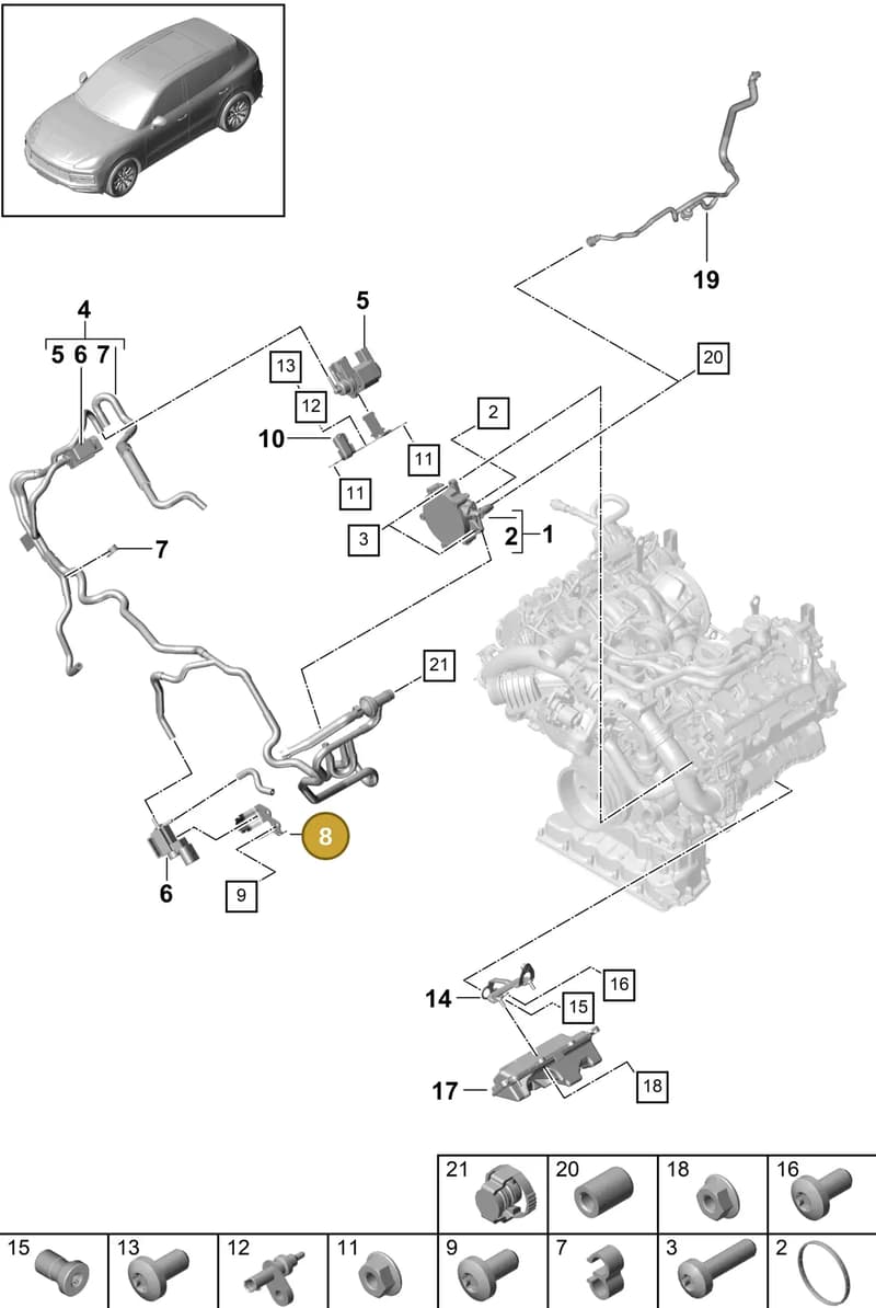 9A713108706 — Porsche Cayenne (2017-2023) diagram p51108010, position 8