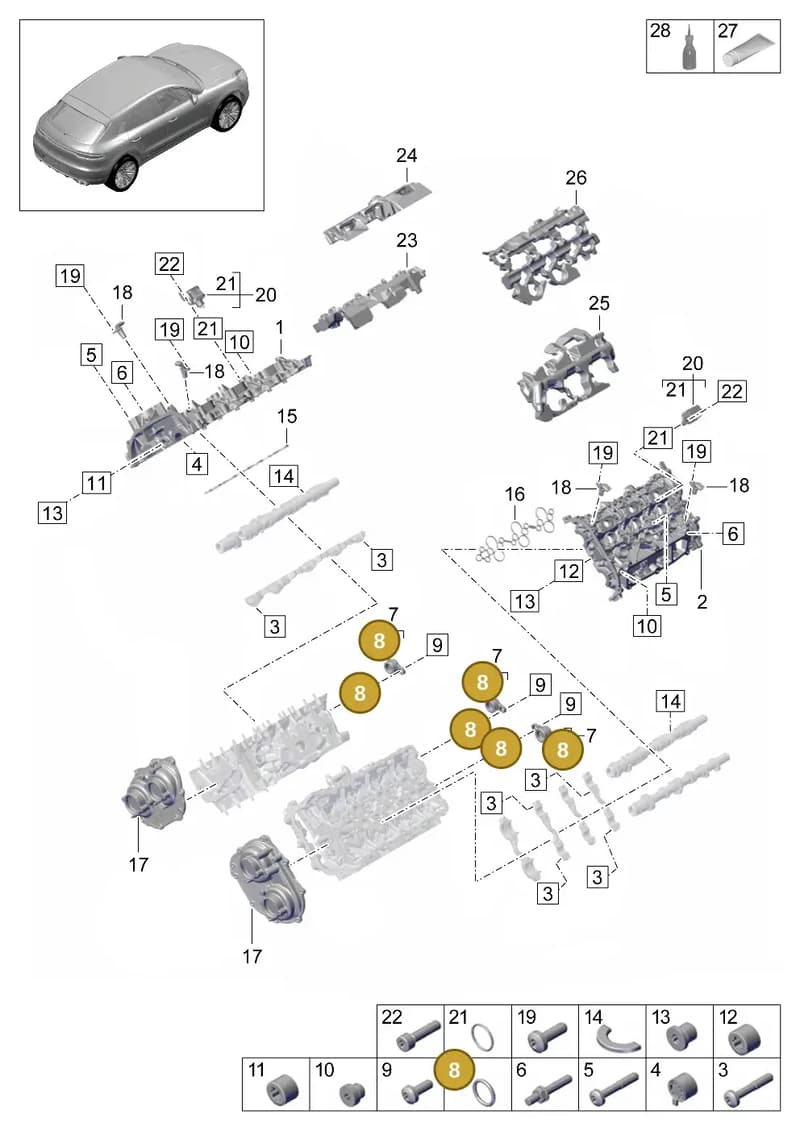 9A713108706 — Porsche Macan (2018-2022) diagram p52000072, position 8