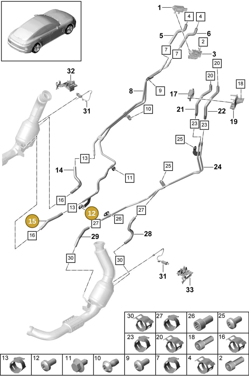 9A7131191C — Porsche Panamera (2016-2020) diagram p49202150, position 12+15