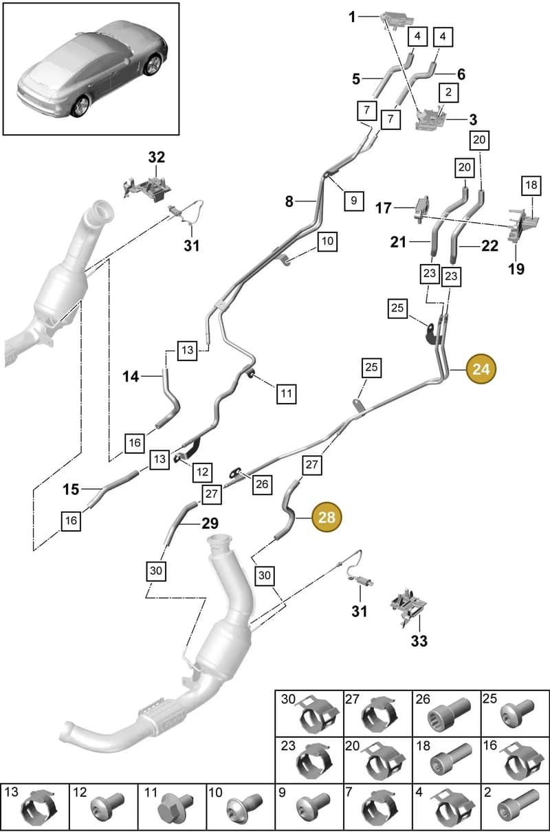 9A7131191K — Porsche Panamera (2016-2020) diagram p49202150, position 24+28