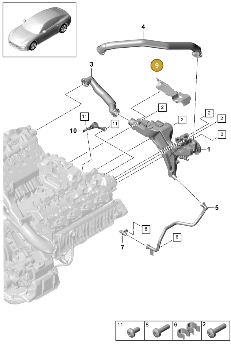 9A713199107 — Porsche Panamera (2016-2020) diagram p49106030, position 9