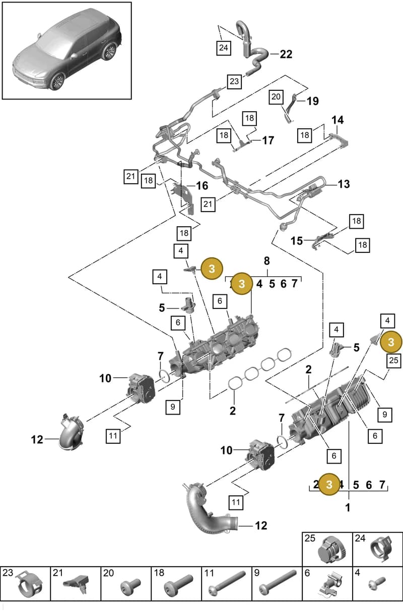 9A713302601 — Porsche Cayenne (2017-2023) diagram p51107030, position 3