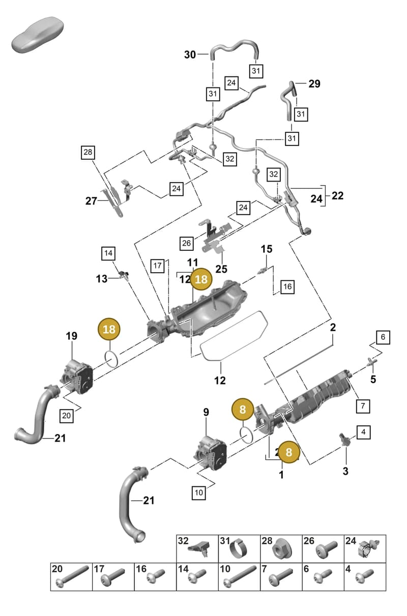 9A713302601 — Porsche Panamera (2020-2023) diagram p58107110, position 8+18
