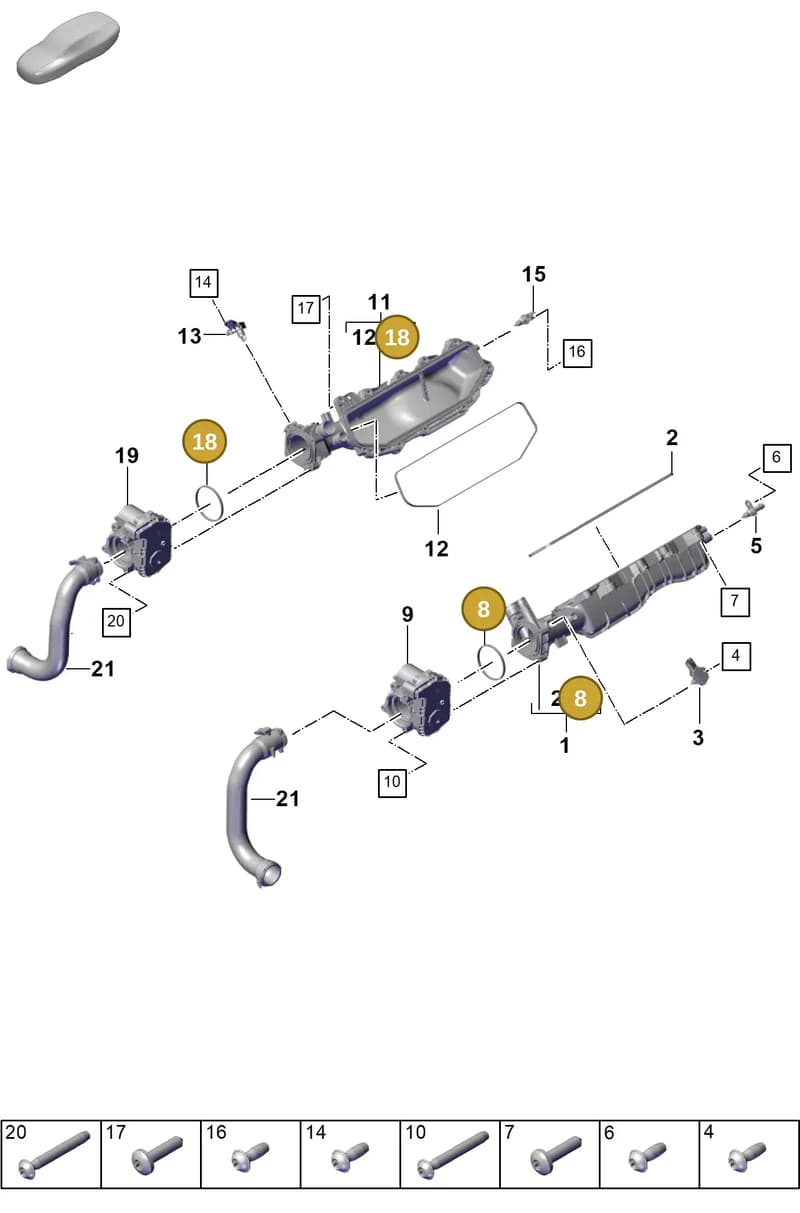 9A713302601 — Porsche Panamera (2023-2025) diagram p62107110, position 8+18