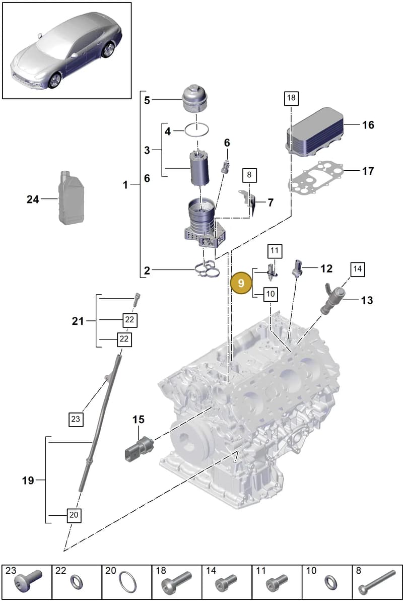 9A713303400 — Porsche Panamera (2016-2020) diagram p49104000, position 9
