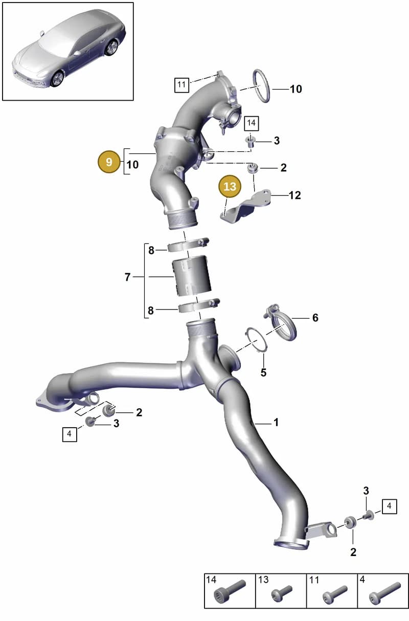 9A713323701 — Porsche Panamera (2016-2020) diagram p49107070, position 9+13