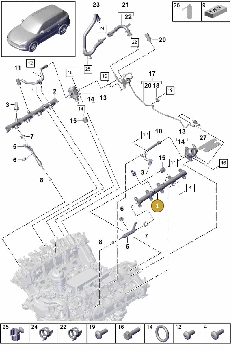 9A713331501 — Porsche Cayenne (2017-2023) diagram p51107000, position 1