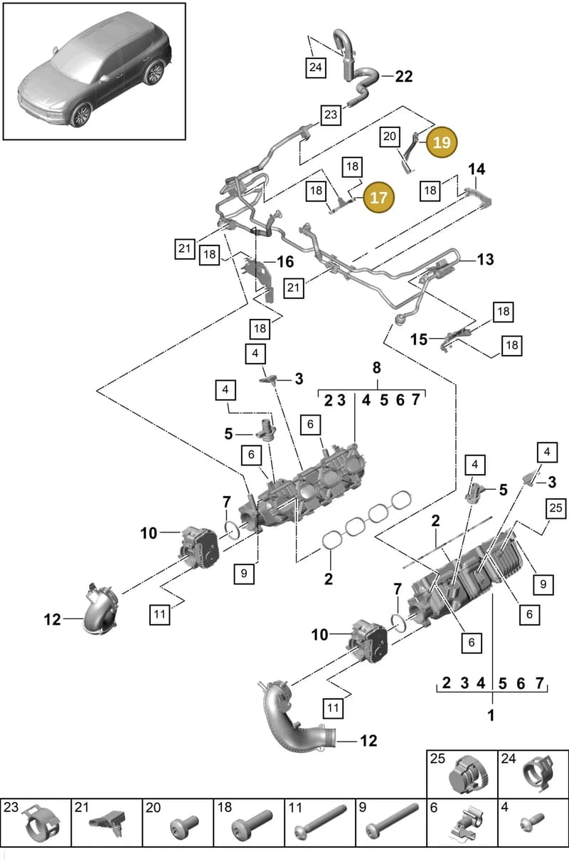 9A713351900 — Porsche Cayenne (2017-2023) diagram p51107030, position 17+19