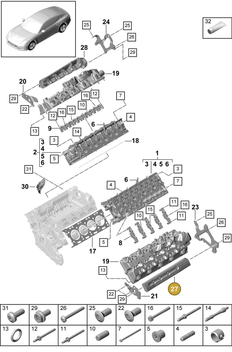 9A713368502 — Porsche Panamera (2016-2020) diagram p49103010, position 27